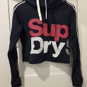 Superdry Navy Hoodie with Pink and White Logo